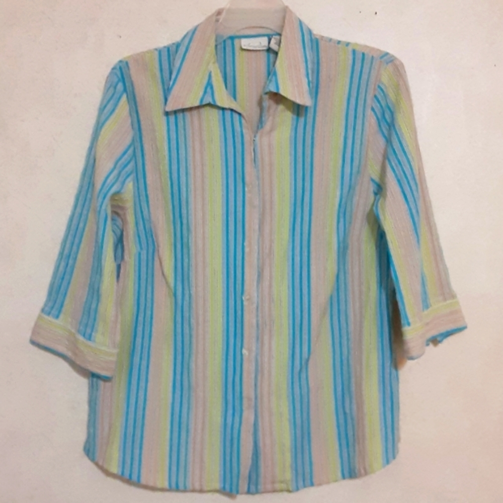 SZ L KIM ROGERS 3/4 SLEEVED SUMMER TOP EASY CARE